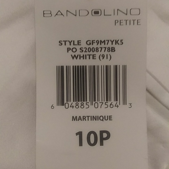 Bandolino Women's White Pants 10P Wide Leg 2 Back Pockets NWT - Picture 6 of 7